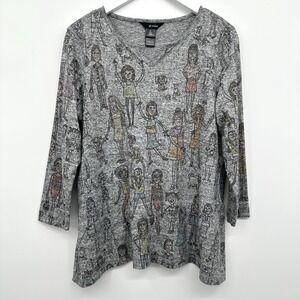 Ali Miles Tunic Top Shirt Medium Brushed Knit Pockets Girl Power Artsy Novelty‎